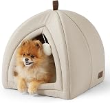 Bedsure Cat Cave Bed Igloo Large 44x44x44cm Beige With Removable Cushion