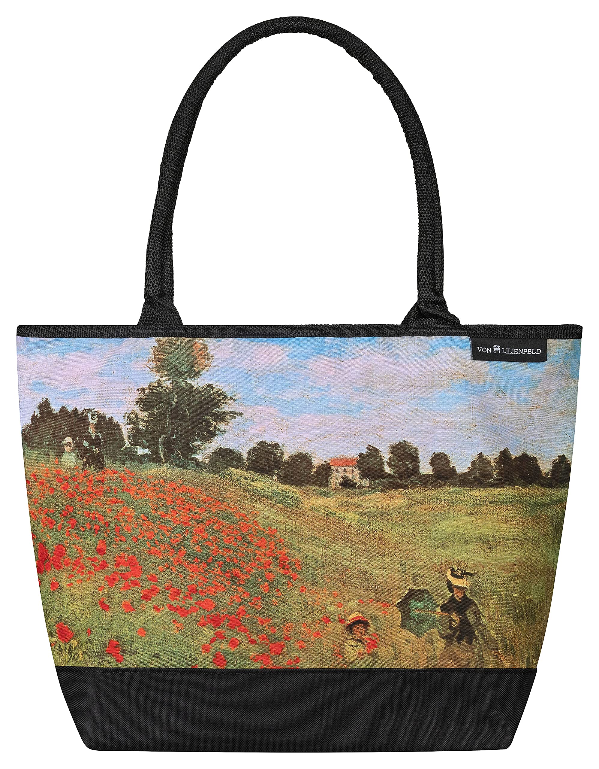VON LILIENFELD® Tote Bag Shopping Spacious Shopper Spacious Lightweight Casual Art Floral Claude Monet Field of Poppies