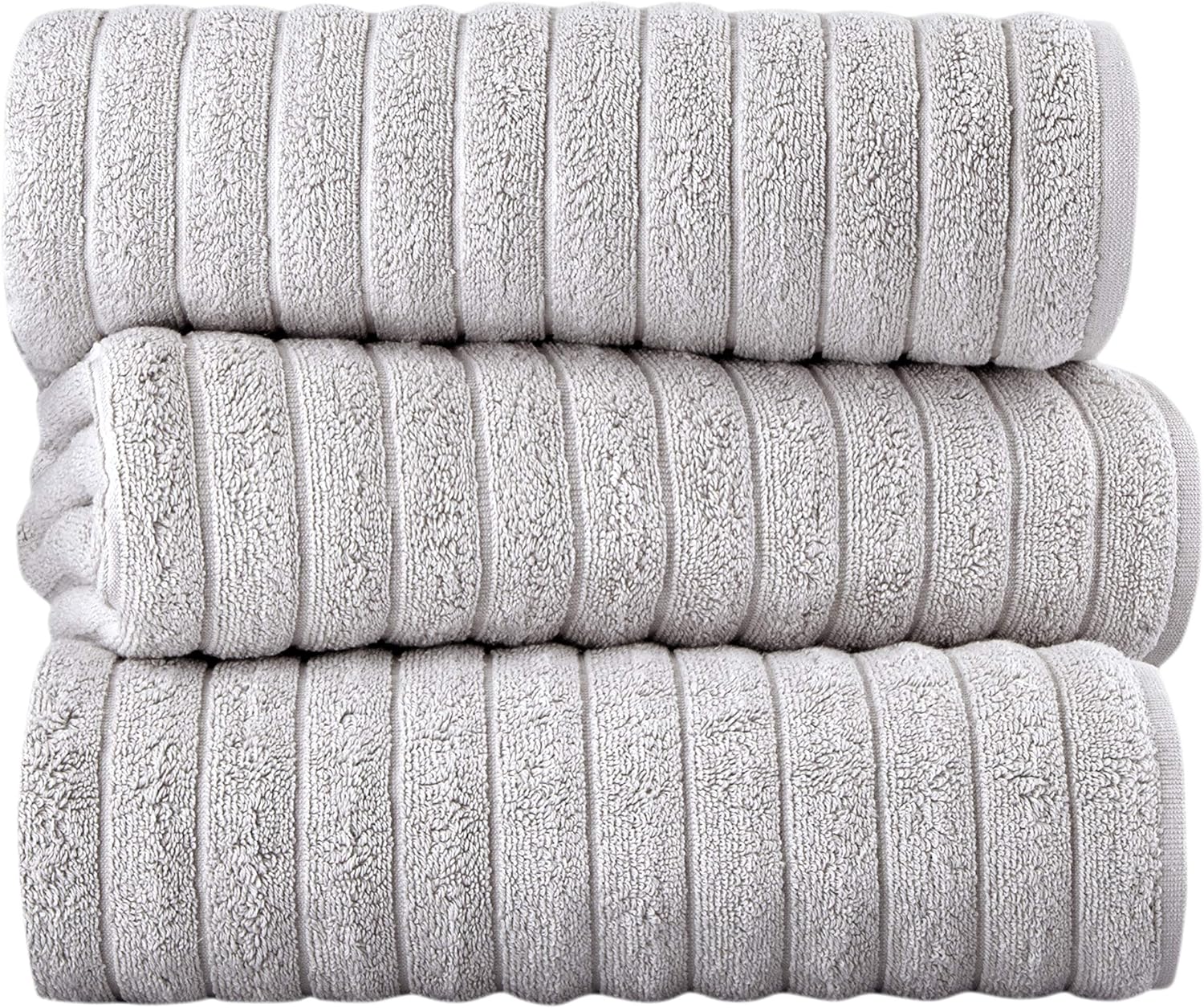 Classic Turkish Towels Luxury Bath Towel Set - Soft and Thick Oversized Ribbed Bathroom Towels Made with 100% Turkish Cotton (Platinum, 40x65 Bath Sheets): Home & Kitchen