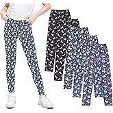 Whimtoyland 5 Pack Leggings for Girls Pants:Girls Legging Soft Stretchy Kids Basic Solid School Girls Pants Size 4-12 Years