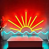 VIKLIU Sunset Neon Sign Sun Wave Neon Signs for Wall Decor USB Powered Led Neon Light Sign forBedroom, Beach Bar, Party, Man Cave, Living Room,Dimmable Led Sign