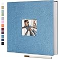 Vienrose Large Photo Album Self Adhesive for 4x6 8x10 Pictures Linen Scrapbook Album DIY 60 Blank Pages with A Metallic Pen