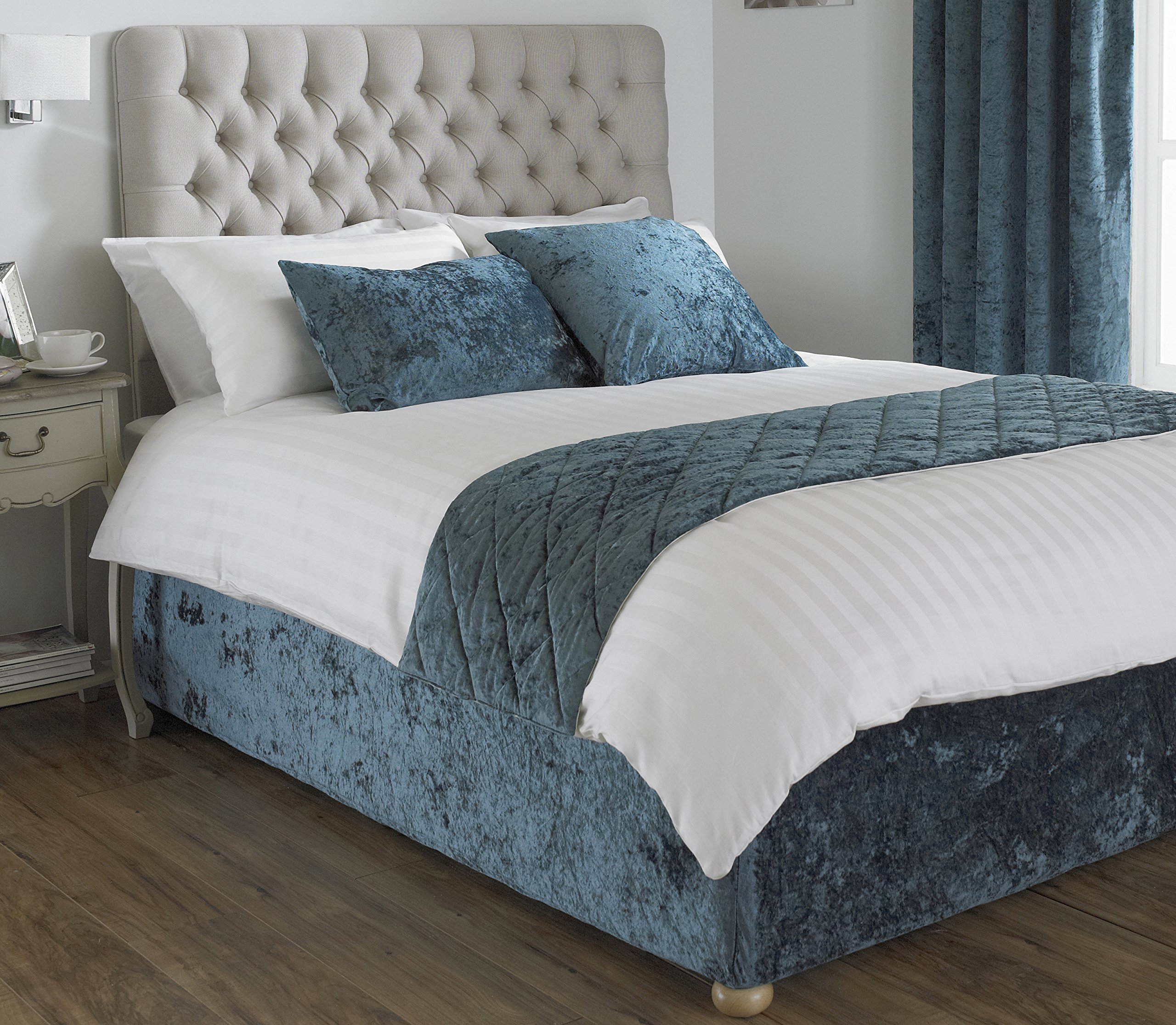 Riva Home Paoletti Verona Bed Wrap - Teal Blue - Velvet Feel - Crushed Velvet Look - Elasticated - 100% Polyester - King Size - 150 x 200 x 50cm (59" x 79" x 20" inches) - Designed in the UK