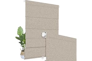 BERISSA No Drill Cordless Roman Shades for Window, Blackout Roman Blinds Room Darkening Pull Down Blinds Easy Install Linen Roman Window Shades for Door,Windows,Bedroom,Custom Size, Light Brown