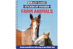 Brain Games - Sticker by Number: Farm Animals (Easy - Square Stickers): Create Beautiful Art With Easy to Use Sticker Fun!