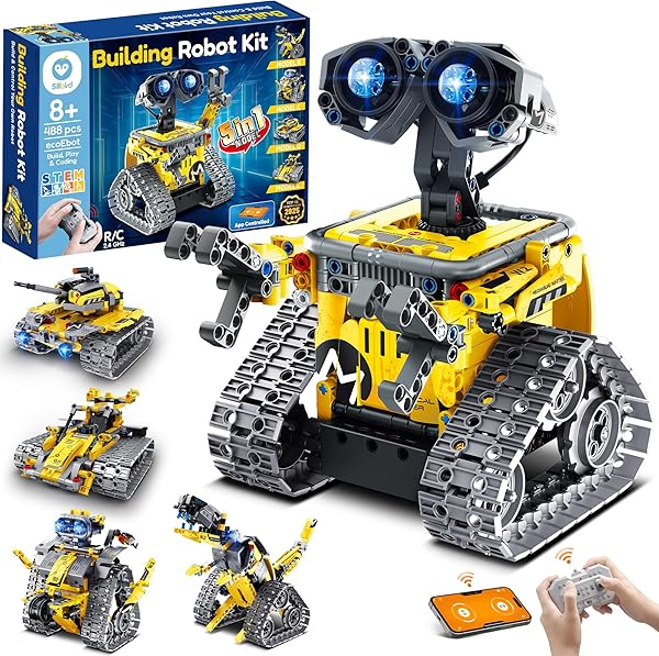 Sillbird Roboter Baukasten für Jungen 8-12 Jahre, 5-in-1 programmierbares Robotik Set mit App & Fernbedienung, Mint Technik Spielzeug, Geschenk für Weihnachten und Geburtstag, 488 Teile