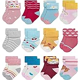 RATIVE Newborn Baby Socks 0-6,6-12 Months Terry Turn Cuff Socks for Boys Girls