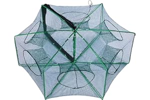 EASY BIG Foldable Bait Trap Fishing Net - Hand Cast Cage for Catching Fish Shrimp Crab Crawfish