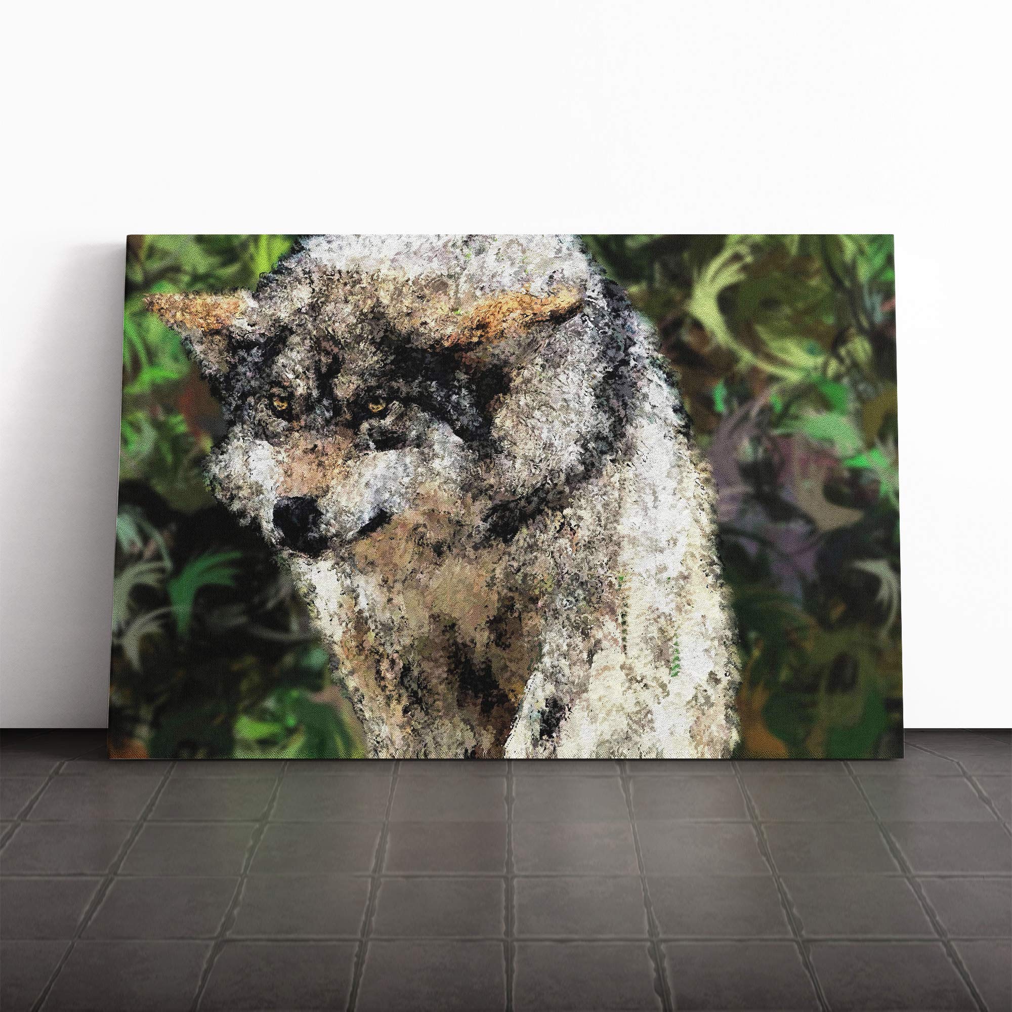 Big Box Art Canvas Print Wall Abstract Wolf Art (4) | Mounted and Stretched Box Frame Picture | Home Decor for Kitchen, Living, Dining Room, Bedroom, Hallway, Multi-Colour, 20x14 Inch