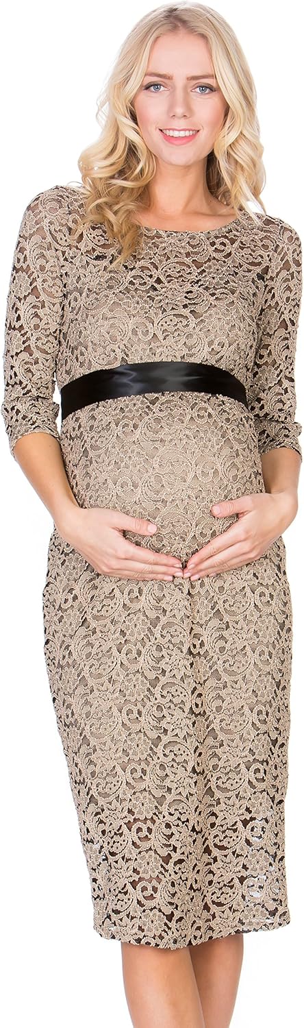 My Bump Women's Premium Lace Baby Shower Party Knee Length Maternity Dress at  Women’s Clothing store