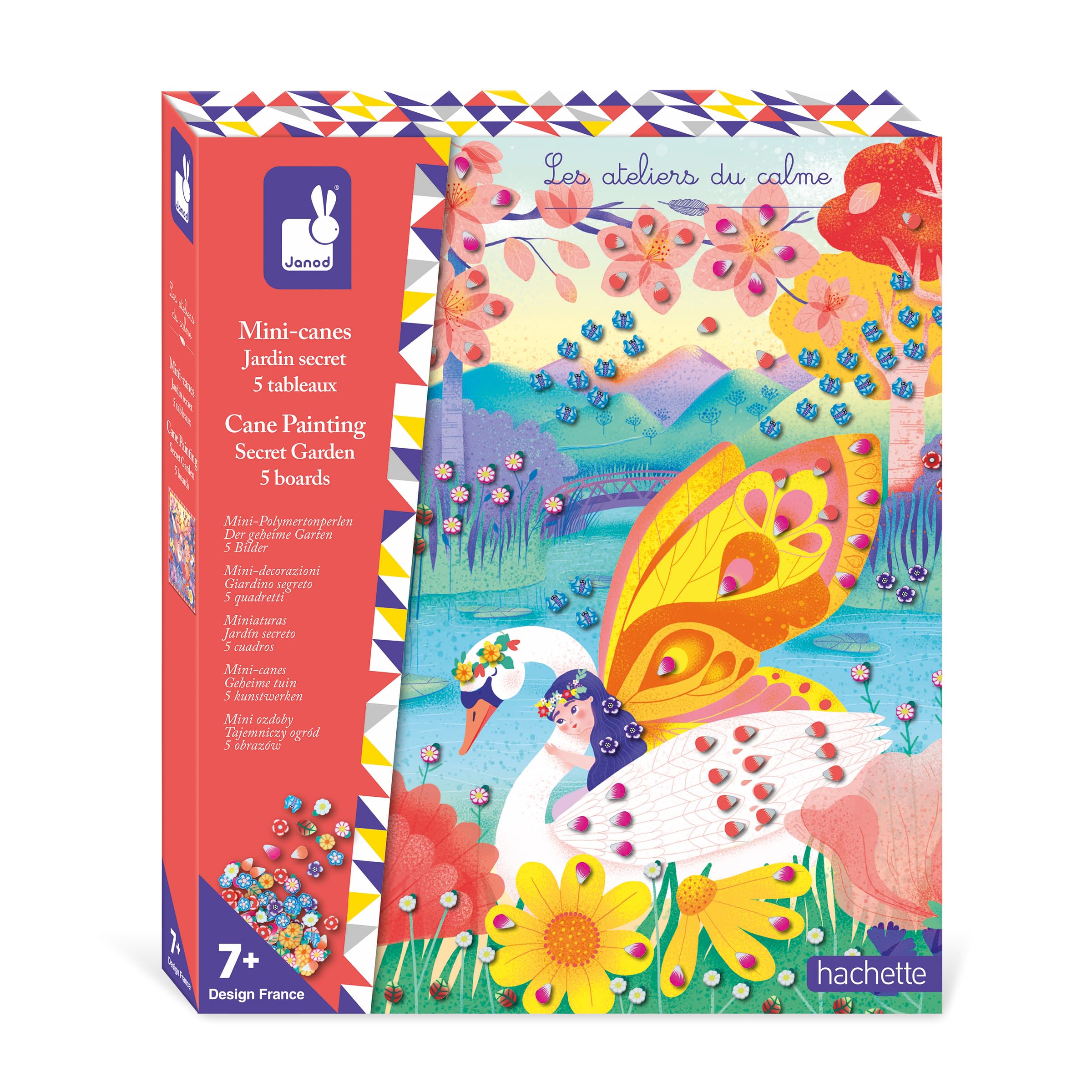 Janod - Secret Garden Mini-Cane Sticking Set - The Calm Workshops - 5 Boards - Child Craft Kit - Fine Motor Skills and Concentration Learning - from 7 Years Old - J09106