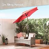 VonHaus Parasol 2M Burnt Orange with Hand Crank Tilt UV30+ Protection view 2