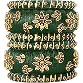 Aheli Beautiful Indian Wedding Wear Handmade Faux Stone Studded Velvet Bangle Set Chuda Bollywood Ethnic Fashion Jewelry Gift for Women