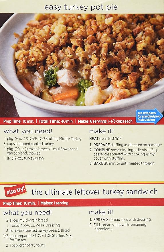 Amazon Com Kraft Stove Top Turkey Stuffing Mix Pack Of 3 6 Oz Boxes Grocery Gourmet Food