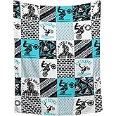 ZHONGKUI Dirt Bikes Blanket,Gift for Motocross Rider,Extreme Sports Flannel Blanket for Boys Kids Teens,Motorcycle Fuzzy Blanket Plush Blankets for Couch,Bed,Camping,40"x50"-Throw Size for Kids