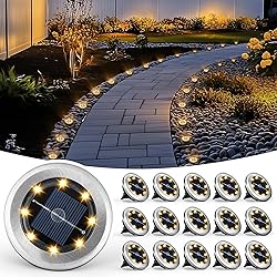 PATIOWIN Mini Solar Ground Lights, 16 Pack Solar