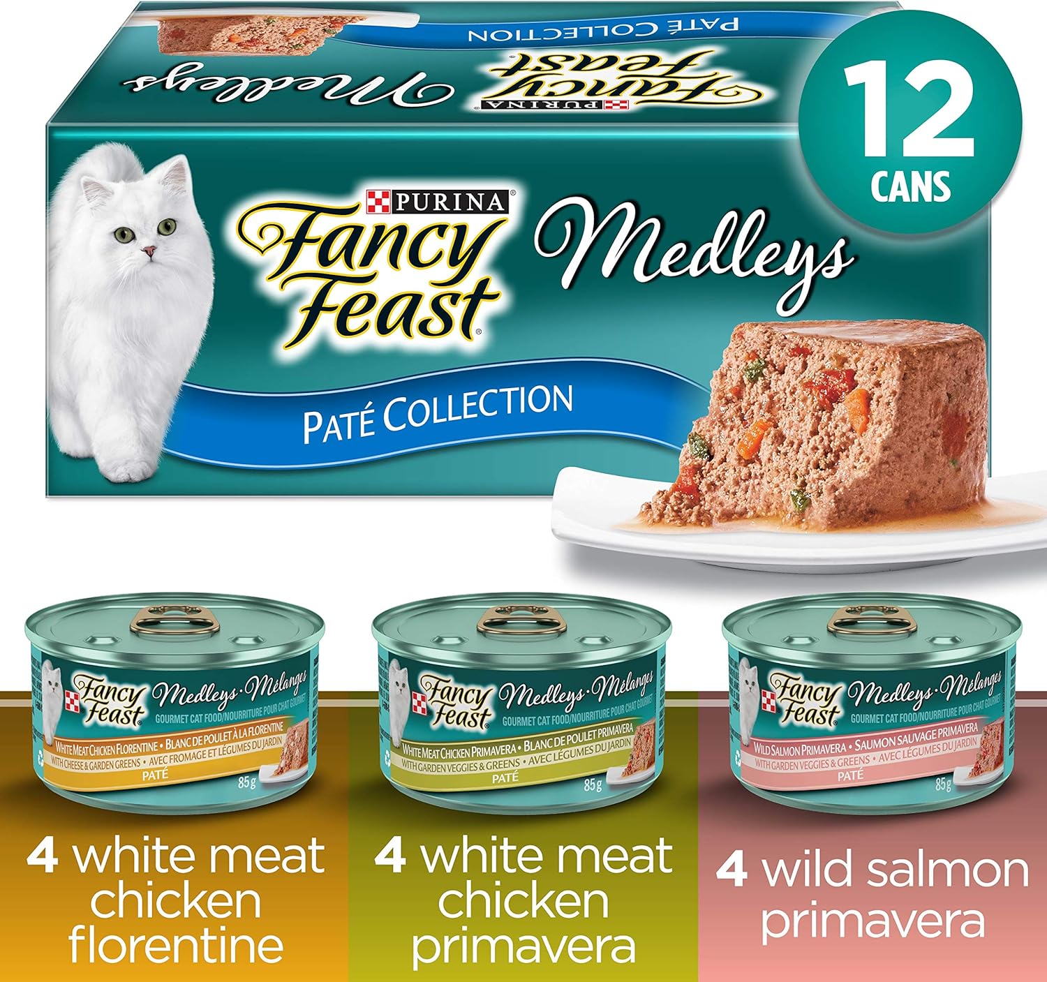 Purina Fancy Feast Medleys Paté Wet Cat Food Variety Pack 85 g (12