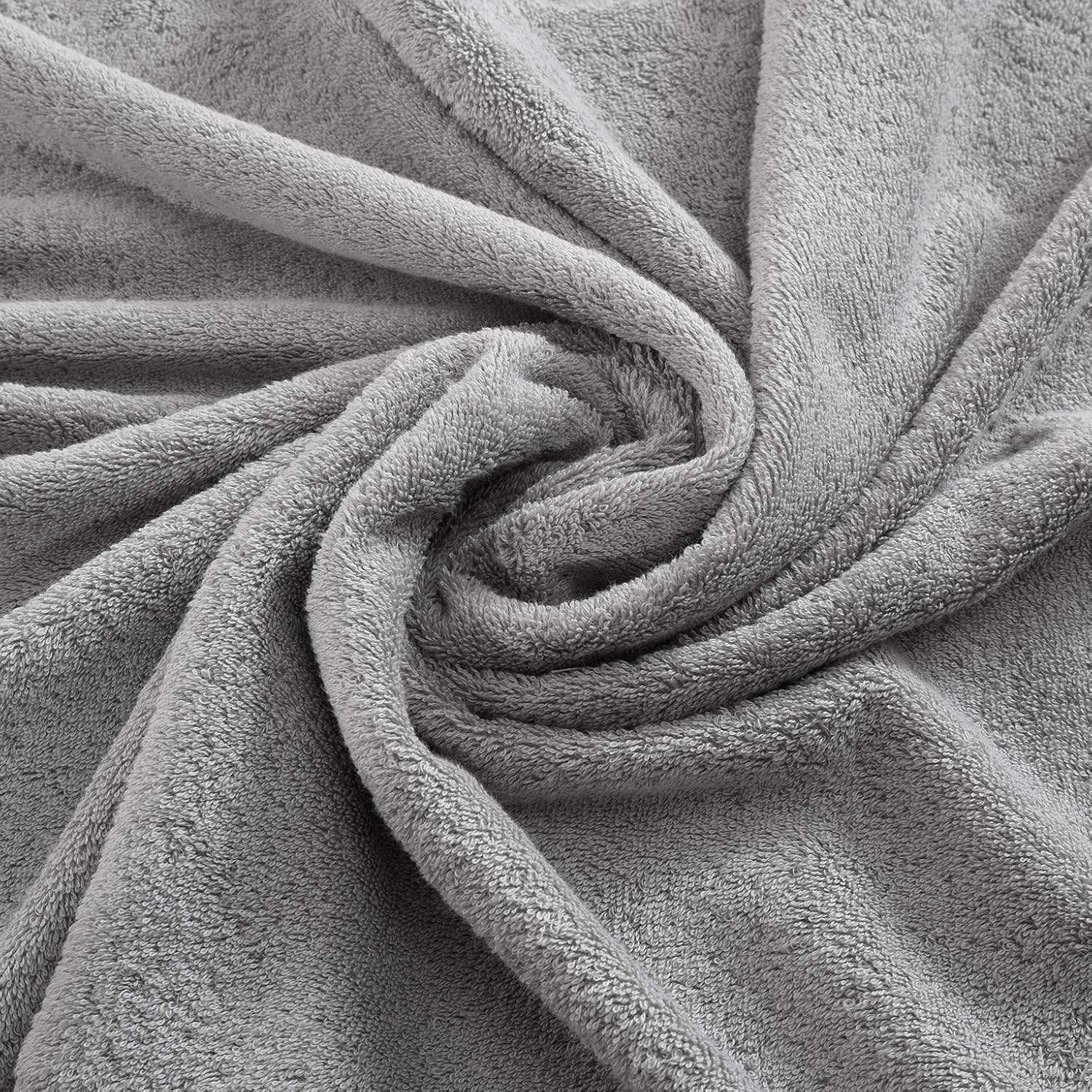 Qute Home Towel Set; 2 Bath Towels, 2 Hand Towels, and 4 Washcloths | Spa & Hotel Towels Quick Dry 100% Turkish Cotton Towel Sets for Bathroom, Shower Towel (Grey, Towel Set - Set of 8): Home & Kitchen