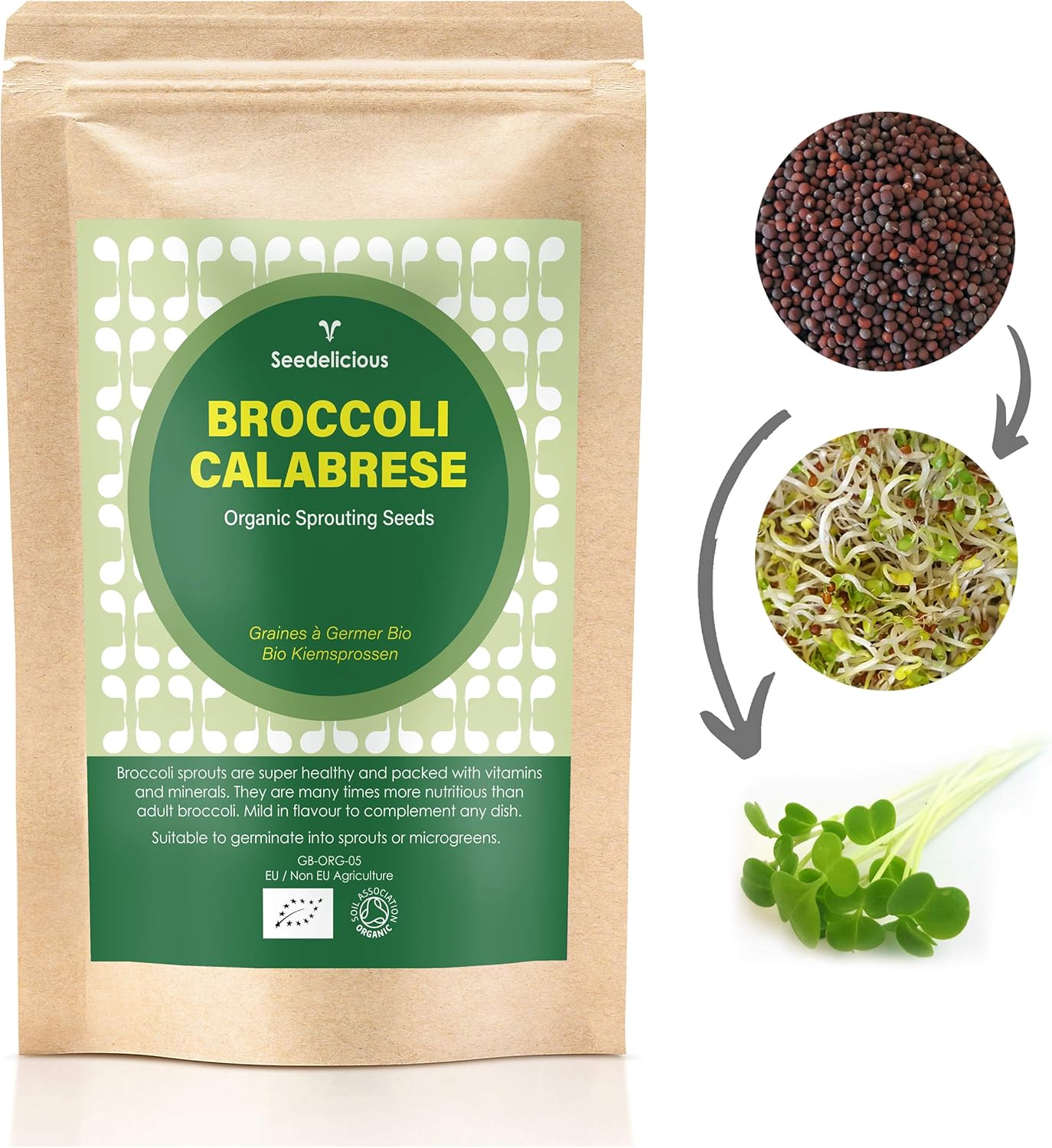 Verdant Republic Organic Broccoli Calabrese Sprouting Seeds 500g, Natural