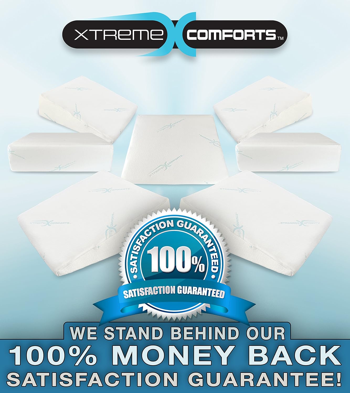 Xtreme Comforts 7" Memory Foam Bed Wedge Pillow, Hypoallergenic Breathable, Washable Bamboo Cover, Elevated Support Cushion, Acid Reflux, Lower Back Pain, Heartburn, Snoring, Allergies: Home & Kitchen