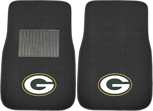 Amazon Com Fanmats 10744 Nfl Green Bay Packers 2 Piece Embroidered Car Mat Team Color 17 X 25 5 Automotive