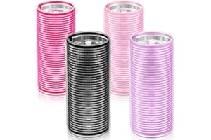 WILLBOND 4 Pcs Long Hair Rollers for Bangs Aluminum Core Curlers Thermal Self Grip Roller for Long and Medium Hair Women Hairstyle(4.7 x 2 Inch,Rose Red, Light Pink, Purple, Black)