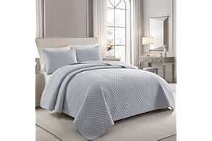 Bonlino Quilt Bedding Set Oversized King - Lightweight Soft Quilt Summer Farmhouse Quilt Set, Modern Striped as Bedspread Coverlet, with 2 Pillow Shams for Home Bed All Season (Grey, Oversized King)