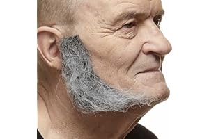 Mustaches Self Adhesive, Novelty, Realistic, L Shaped Fake Mutton Chops Sideburns, Salt and Pepper Color