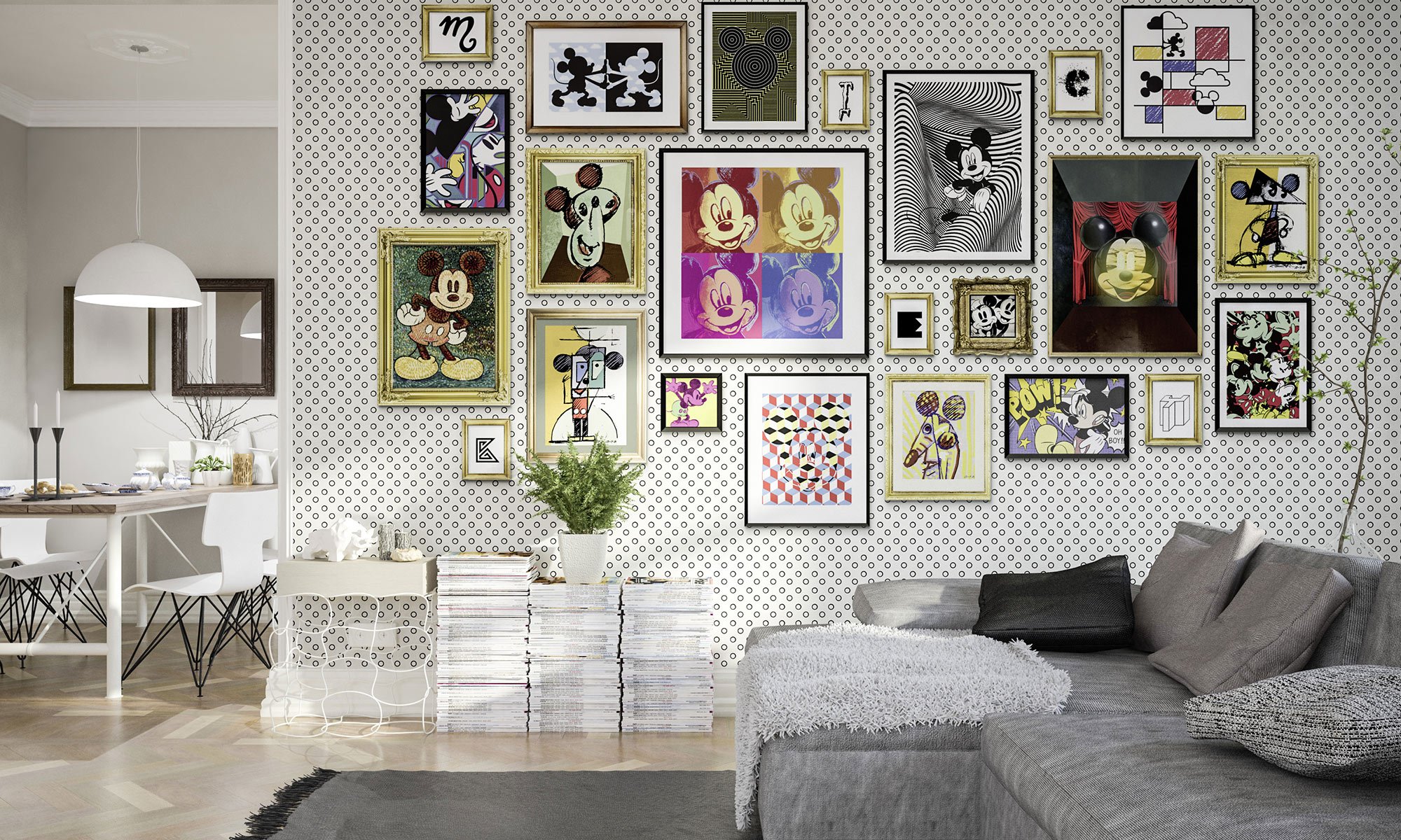 Komar 025-DVD4 Mickey Art Collection Wallpaper, Assorted Colours