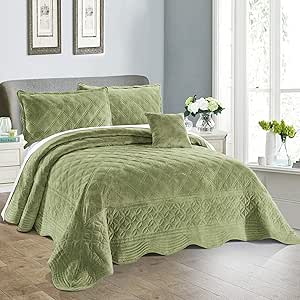 Amazon.com: Home Soft Things Serenta Super Soft Microplush Quilted 4 Piece Bedspread Set, King 