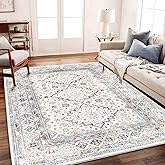 CHAMPLANT Washable Vintage Area Rug 6x9 Boho Chic Medallion Distressed Design Non-Shedding Easy Care Ideal for High Traffic Areas in Living Room Bedroom Kitchen Office Large Carpet