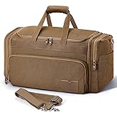 SHOWKOO Duffle Bag for Travel 60L Expandable Canvas Travel Bag Durable Vintage Weekender Overnight Carry On Bag for Men(Coffee)