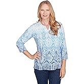 Split Beaded Neck Ombre Medallion Top