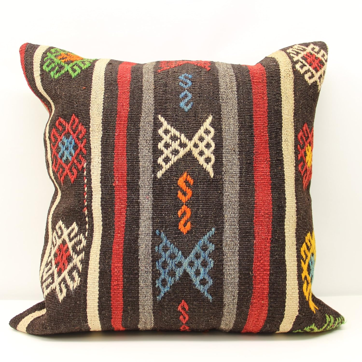 A80 Kilim Pillow 60x60 Pilow 24x24 Inc Primitive Pillow Cushion Cover Knitted Throw Floral Throw Sofa Seat Brown Shabby Chic Cushion Home Decor Home Living Mindpeek Pt