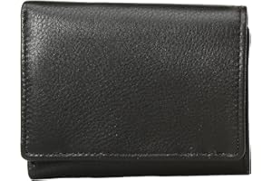 Perry Ellis Men's Park Avenue Leather Trifold Wallet with 3 ID Windows, Natural Texture, Stitched, Durable and Practical
