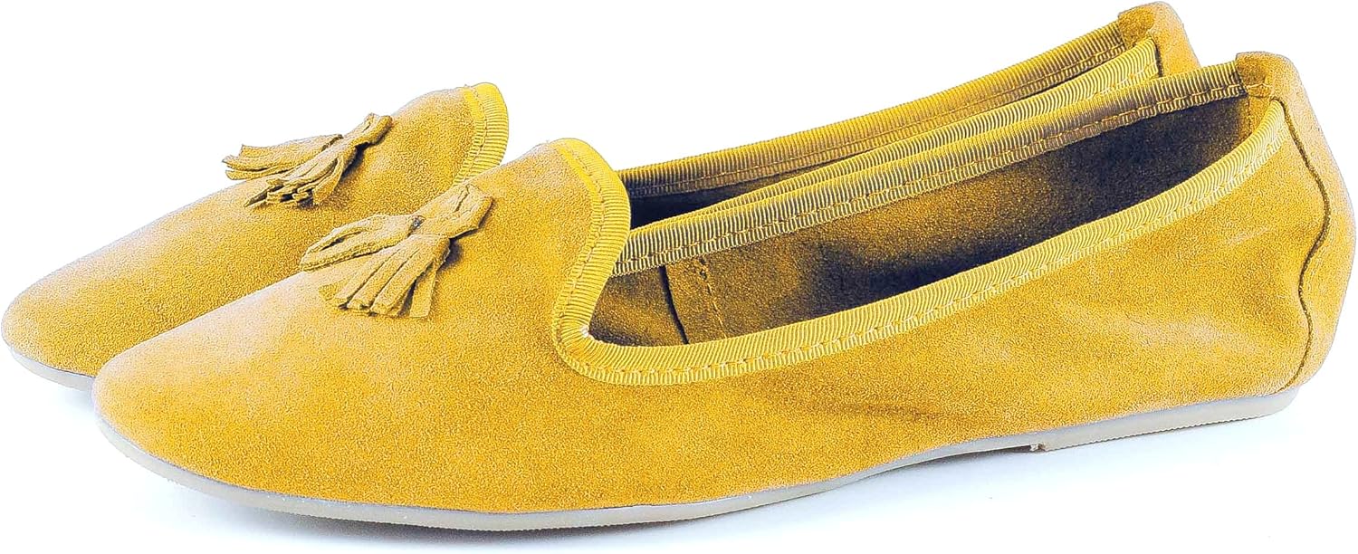 mustard flat shoes