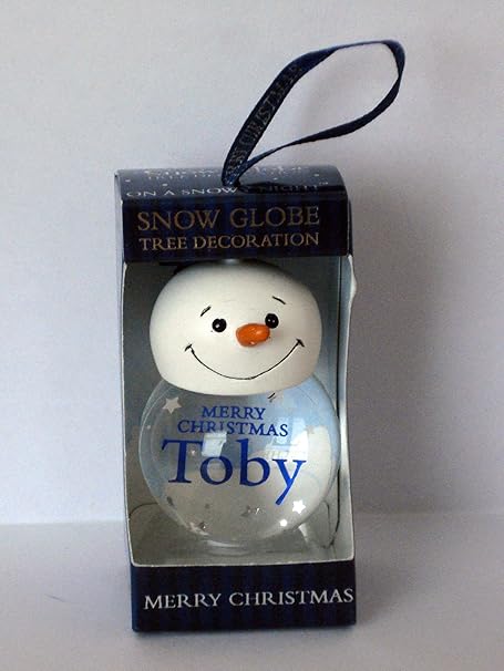 Toby Personalised Snow Globe Christmas Tree Decoration Amazon Co