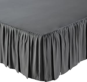 AmazonBasics Ruffled Bed Skirt, 16 Inch Skirt Length, Full, Dark Grey