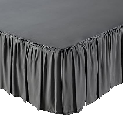 AmazonBasics Ruffled Bed Skirt - Queen, Dark Grey