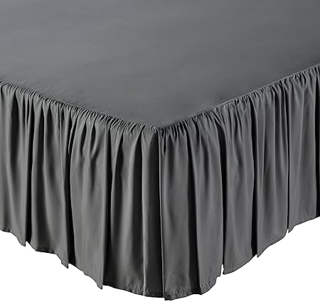 AmazonBasics Ruffled Bed Skirt - Twin, Dark Grey