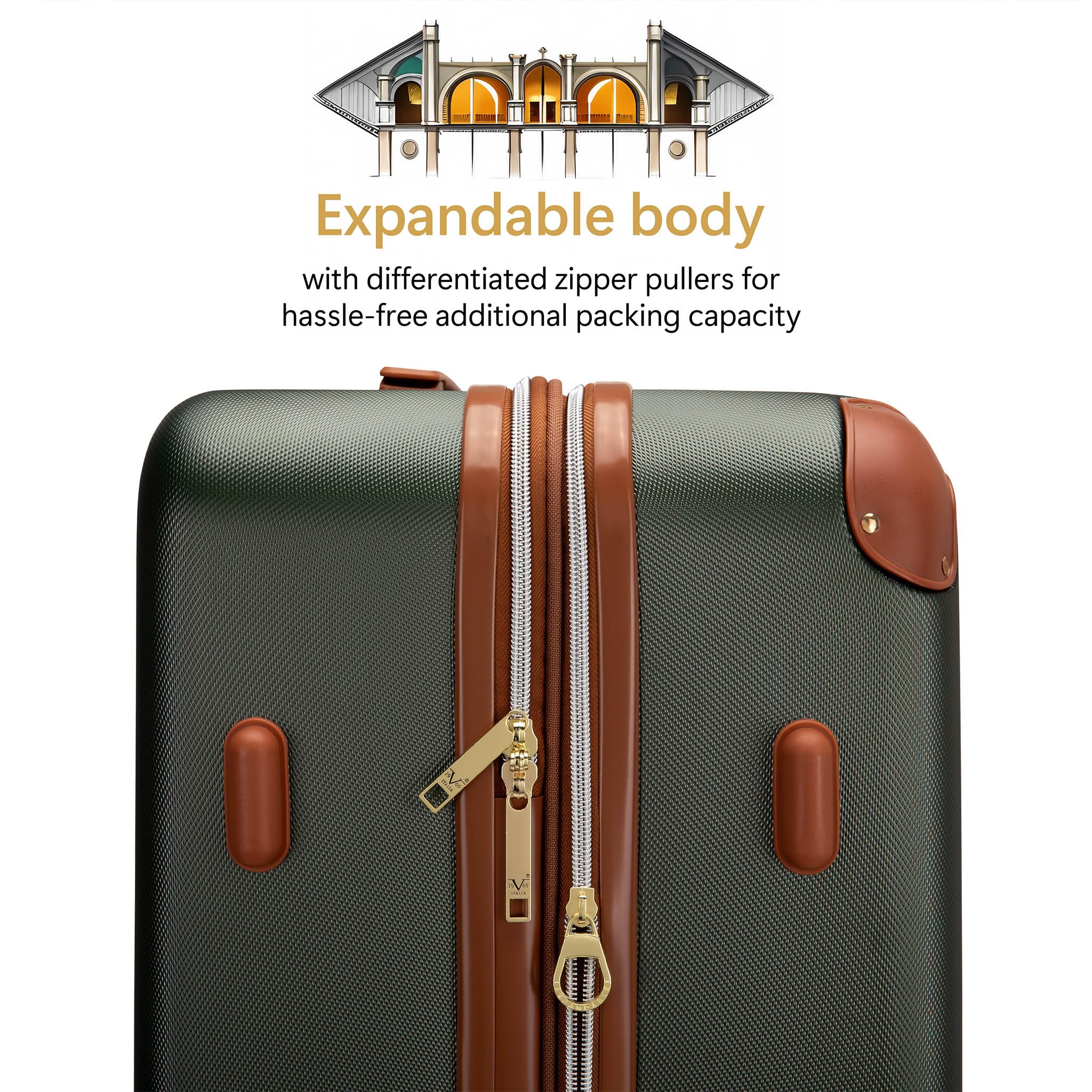 19V69 Italia Vintage 3 Piece Expandable Hard Spinner Luggage Set