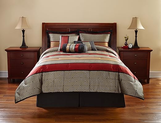 Amazon Com Mainstays Preston 7 Piece Bedding Comforter Set Home