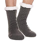 EBMORE Mens Slipper Fuzzy Socks Winter Cozy Fluffy Cabin Warm Fleece Soft Comfy Thick Non Slip Home Socks