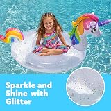 JOYIN Unicorn Pool Float with Glitter 152.4 x 75 x 85 cm Kids Swim Toy view 2