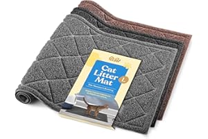 PITPET Durable Thick Cat Litter Mat - Modern Cat Mat With Non-Slip Bottom Stays In Place - Super Soft On Kitty Paws - Easy To Clean Litter Box Mat - Waterproof Cat Litter Trapping Mat Protect Floors.