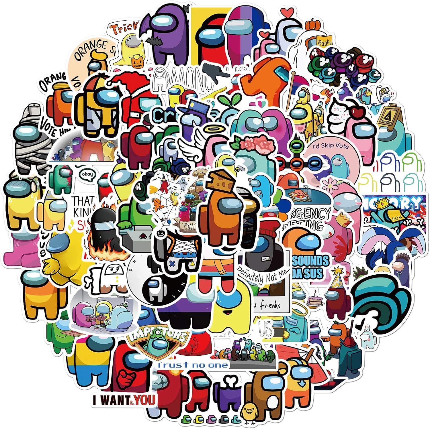 Merch Of Among Us Cute Vinyl Waterproof Stickers For Kids Birthday Party Supplies Laptop 100 Pcs