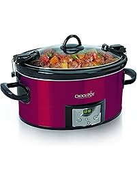Crock-Pot 6-Quart Programmable Cook & Carry Oval Slow Cooker with Digital Timer, Red