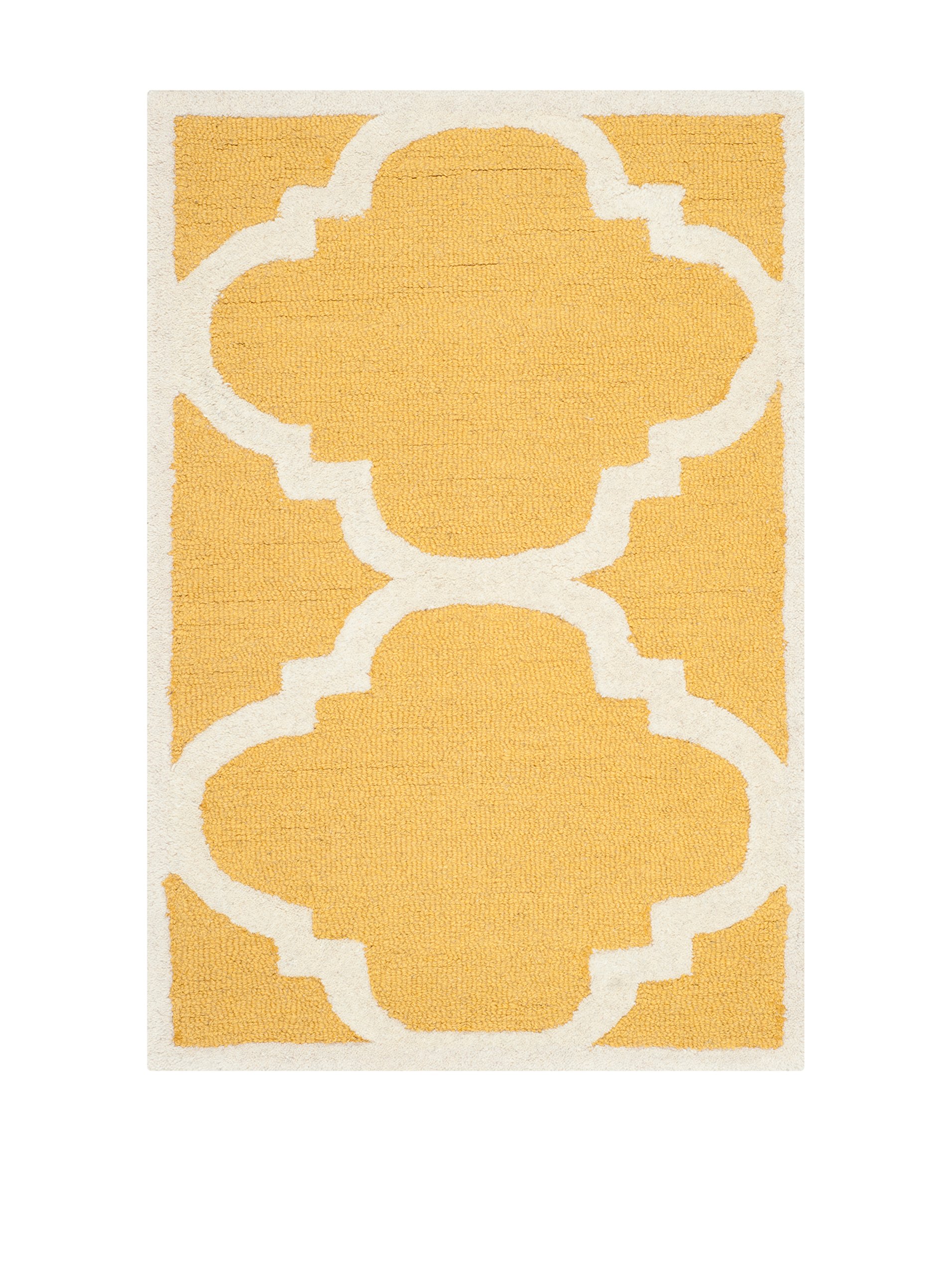 Safavieh Modern Indoor Hand Tufted Accent Area Rug, Cambridge Collection, CAM140, in Gold / Ivory, 61 X 91 cm for Living Room, Bedroom or Any Indoor Space