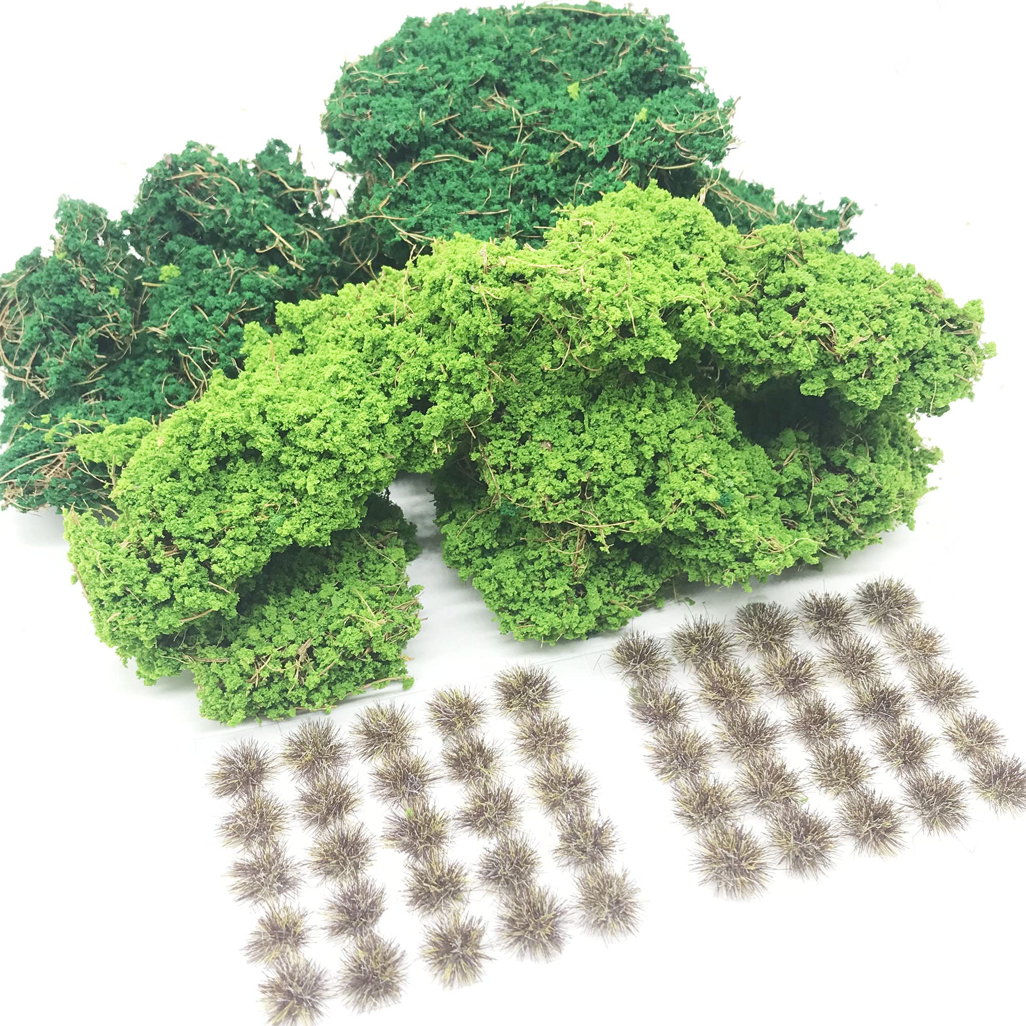 Cayway 3 Pack Static Grass Tufts Miniature Shrubs Bushes Model Kit Resin Static Scenery Model for Gaming Terrain Decoration Train Landscape Railway Artificial Grass Modeling
