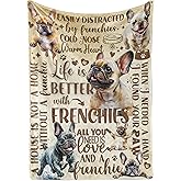 Huglanket French Bulldog Gifts, Frenchie Gifts for Women, Super Soft Skin Friendly Flannel Blanket 50 x 65 inch